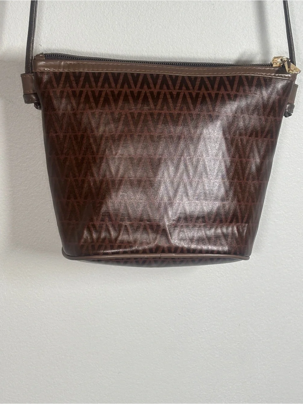 Mario Valentino Brown and Taupe Monogram Crossbody